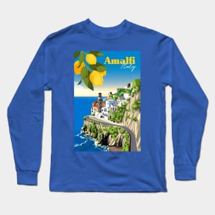 Vintage Travel Poster - Lemon Trees Amalfi, Italy Long Sleeve T-Shirt